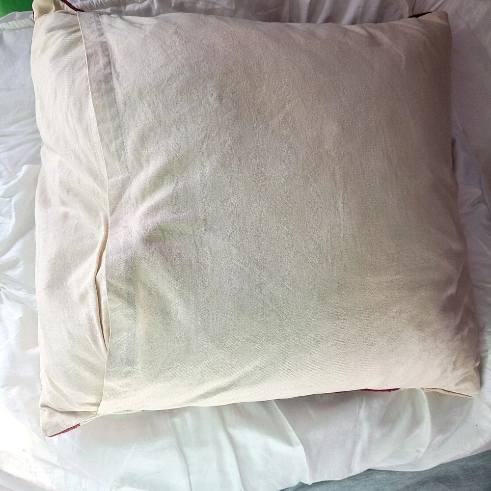 POTTERY BARN Brick Red Cream Swirl FLORAL Pillow + Cover‎ 19